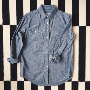 Bridge and burn spotted relaxed button down shirt