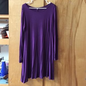 Piko Purple Eggplant Long Sleeve Casual Dress