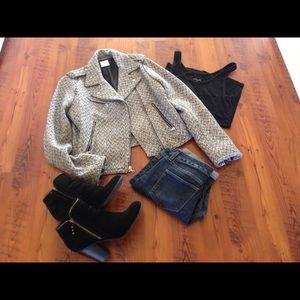 Gap black and white tweed pattern jacket