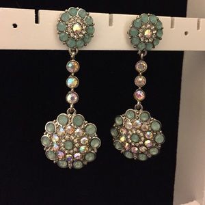 Teal Rhinestone Earrings