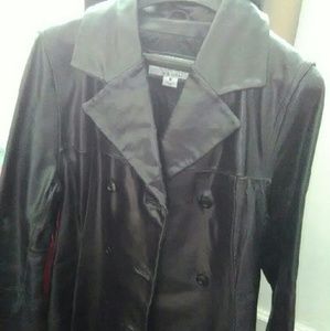 Leather peacoat