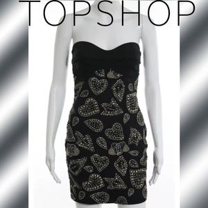 TOPSHOP Anniversary Blk/Sil/Gold Tone Beaded Dress