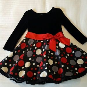 Girls 4T Holiday dress black, red white,  silver