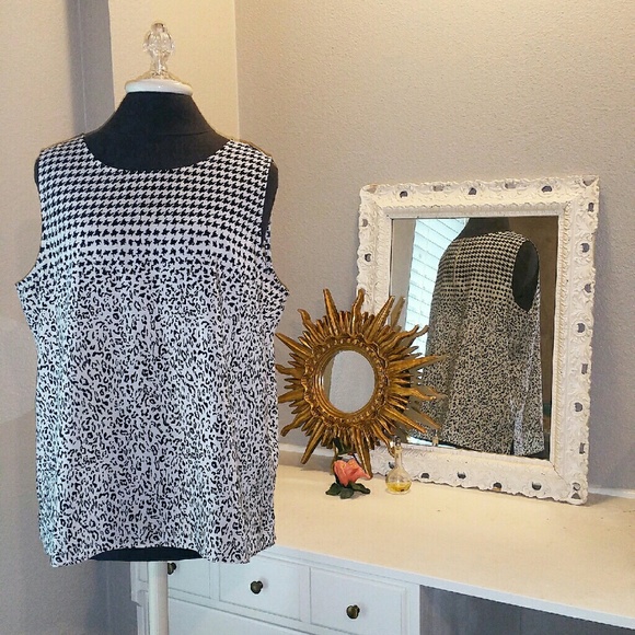 Talbots Tops - Houndstooth and Animal Print Sleeveless Blouse