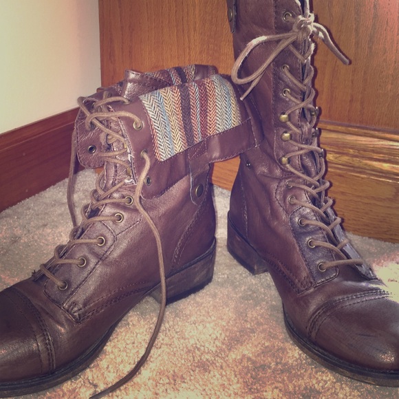 Brown Steve Madden Combat Boots - Ladies Size 8.5