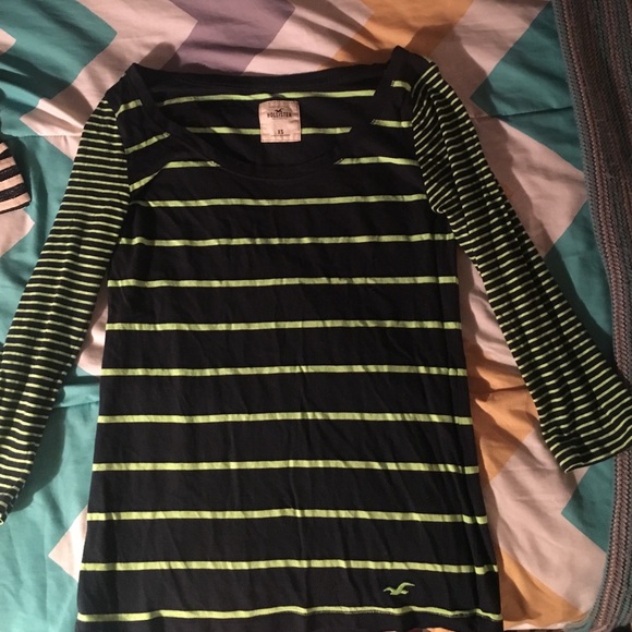 Hollister nion green/dark blue quarter sleeve