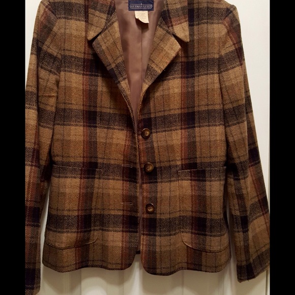 Herman Geist Jackets & Blazers - FINAL SALE! Plaid Brown Wool Blazer! NO OFFERS