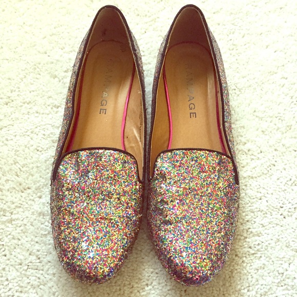 Rampage pink glitter flats size 8