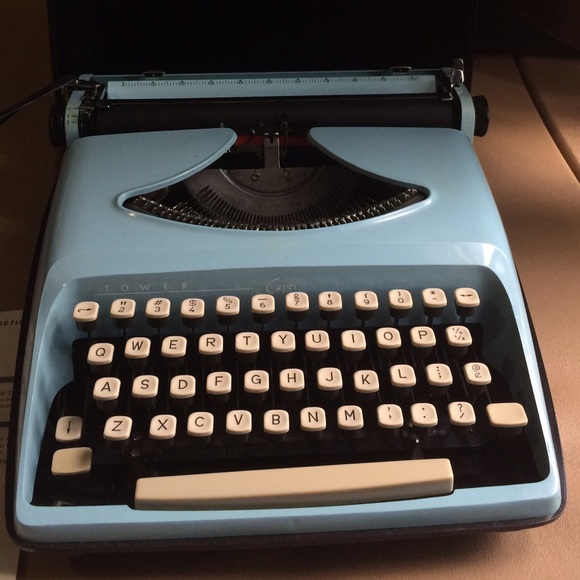 Baby blue vintage typewriter