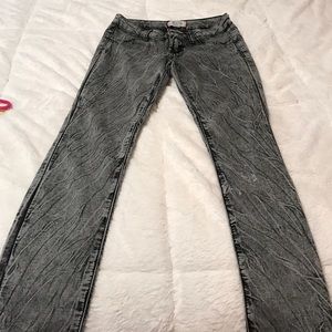 Dark acid wash jeggings