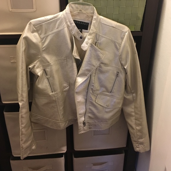 Light metallic pleather jacket.
