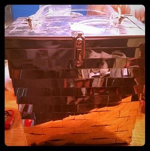 Vintage Metal Basket Weave Purse w/Lucite Handle