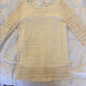 Off white, lace chevron overlay, bow accent back