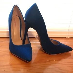 Electric Blue Pony Hair Pumps