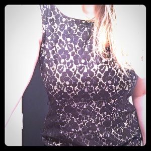 Gorgeous WHBM black lace dress with nude underlay