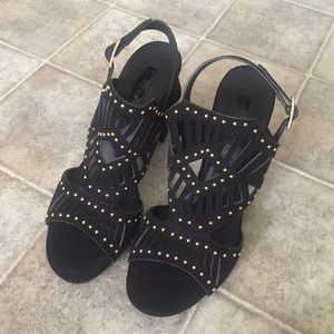 Topshop laser cut heels with gold studs