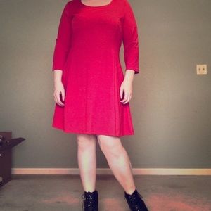 Red fit and flare dress
