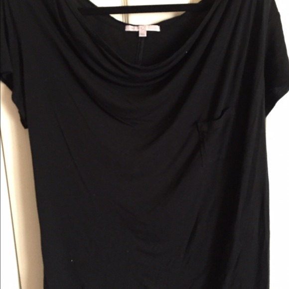 Gap Black Drape Neck Pocket Tee