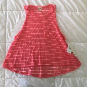 Pink and white striped tank top