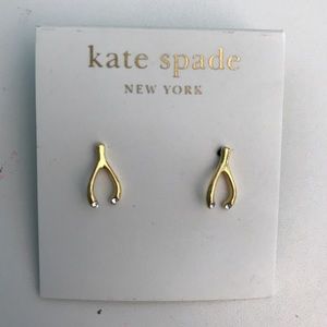 Gold Kate Spade wish bone earrings