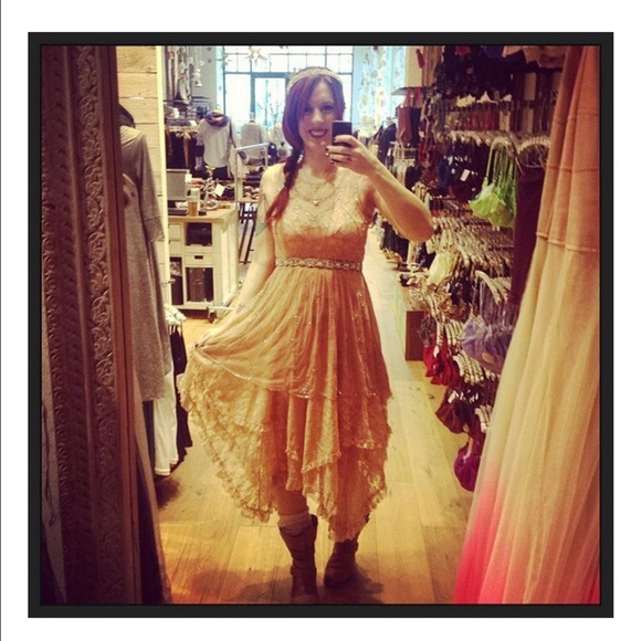 Boho People Double Layer Ruffle Sheer Lace Dress - Picture 3 of 4