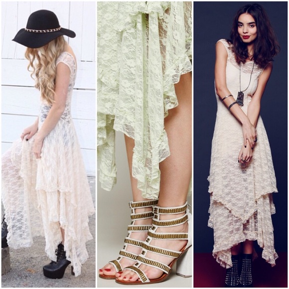 Boho People Double Layer Ruffle Sheer Lace Dress - Picture 4 of 4