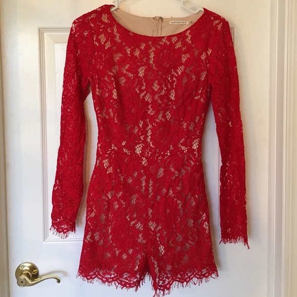 Red lace romper SMALL