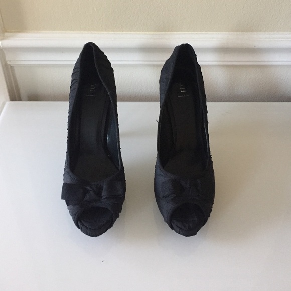 Bakers Black Peep Toe Heels