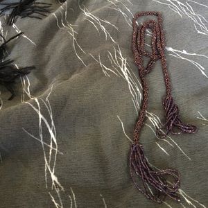 Lariat style tassel beaded necklace