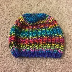 Rainbow slouch beanie hat