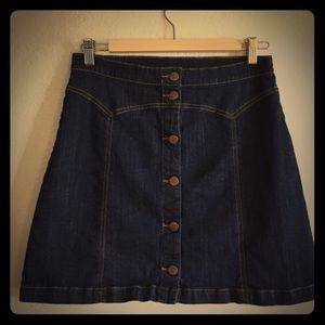 H&M size 10 a line dark denim button up skirt