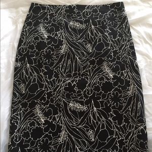 Black Pencil Skirt - White Floral Print