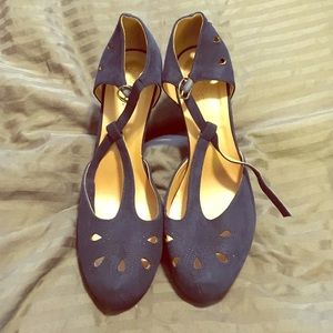 Navy Blue Suede Heels