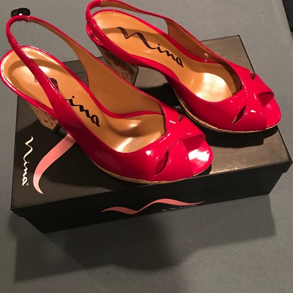 Red Hot cork heel sandals