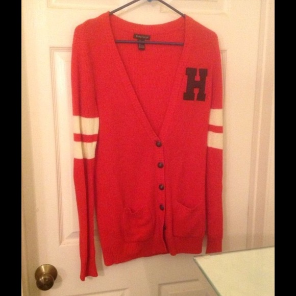 Red Varsity Style Cardigan