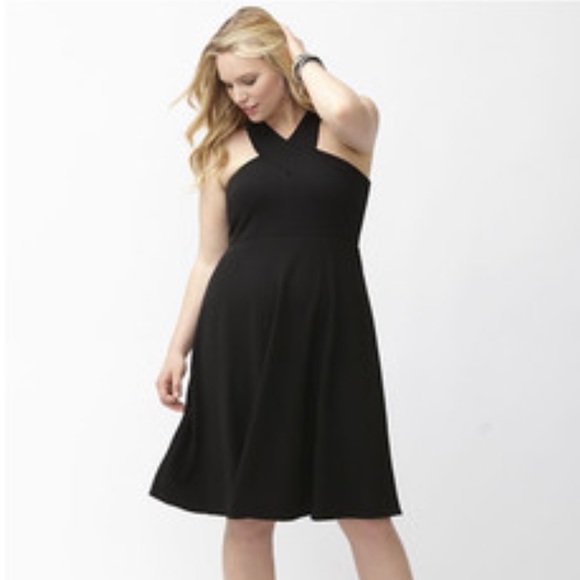 Black Lane Bryant Skater Halter Dress