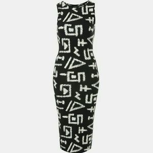 Topshop Graffiti Print Midi Dress