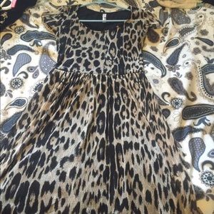 Leopard lace high low dress