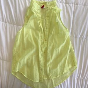 Yellow button down collared tank top!