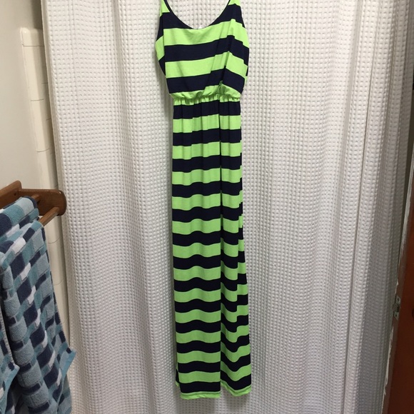 PinkBlush neon green and navy maxi dress