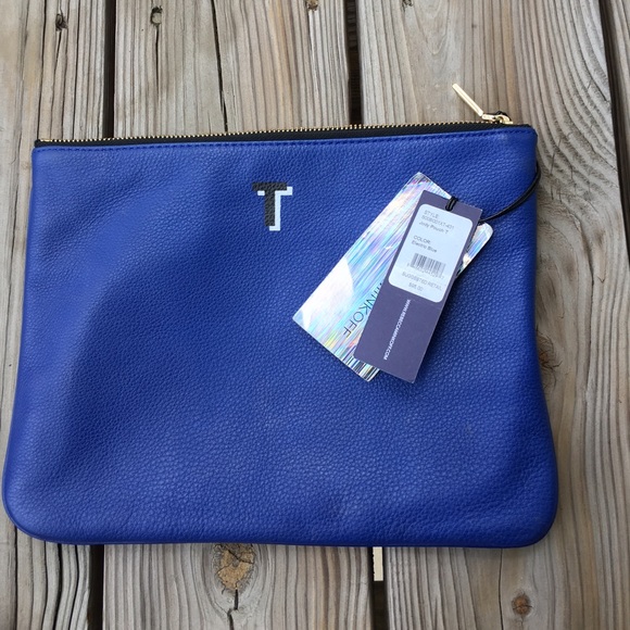 ❌SOLD❌ Rebecca Minkoff day clutch..blue letter T - Picture 3 of 6