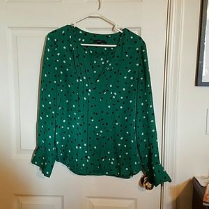 J. Crew Silk dotted keyhole blouse