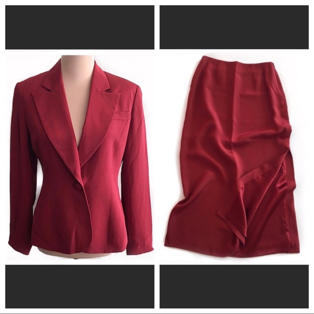 NWOT Vintage J. Peterman silk side slit skirt suit