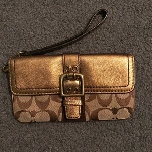 Authentic gold Coach wristlet
