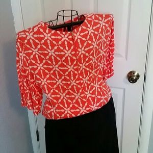 Orange Print Blouse