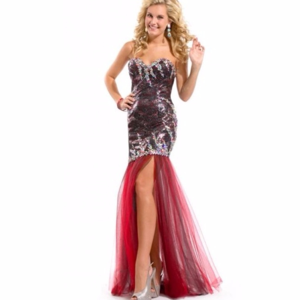 Spectacular Sequined Strapless Gown by Party Time
