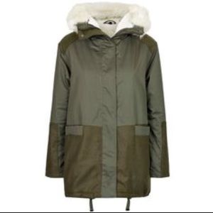 Topshop Short Petite Military Parka with Faux Hood
