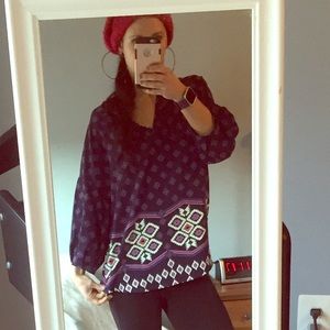 long sleeve print blouse.