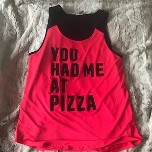 Victoria Secret "You Had Me At Pizza" workout top