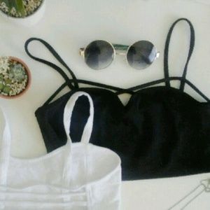 black strappy bralette